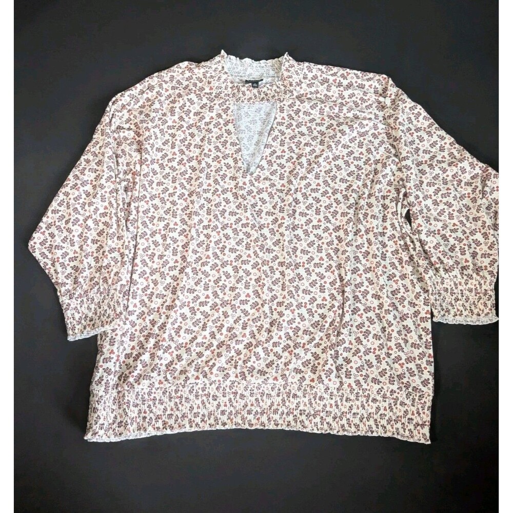 Torrid Blouse Womens 5 Plus Multi Textured Jersey Choker Neck Smocked Bottom Top